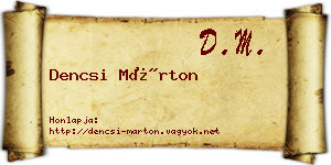 Dencsi Márton névjegykártya